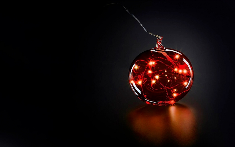 Шар на елку с подсветкой Krinner Lumix Красный